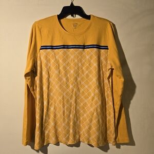Kim Rogers Yellow Long Sleeve Top with Blue Accents